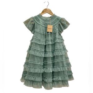 Mini Boden - Tiered Tulle Kids Dress in Mint Green - Size 6-7
